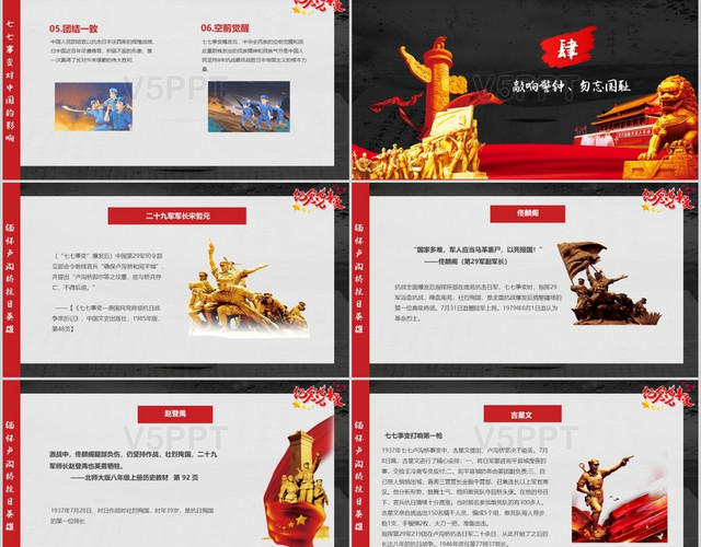 七七事变铭记历史缅怀先烈ppt模板