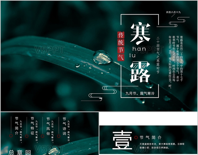 传统清新二十四节气之寒露ppt模板
