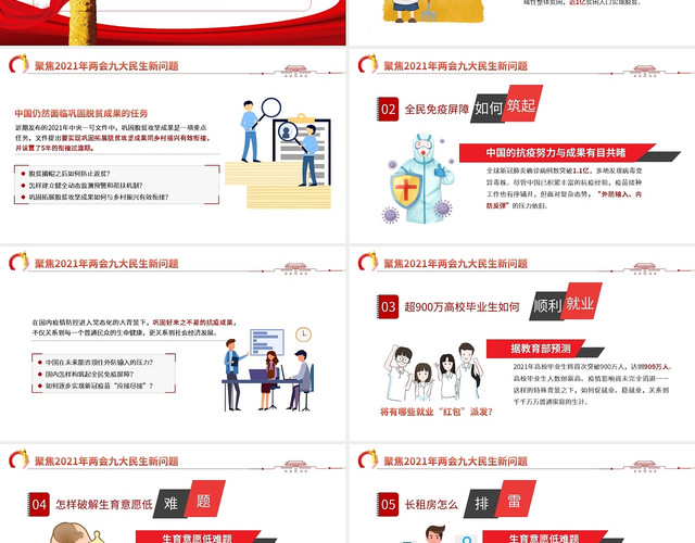 时政新闻两会民生2021年全国两会ppt模板
