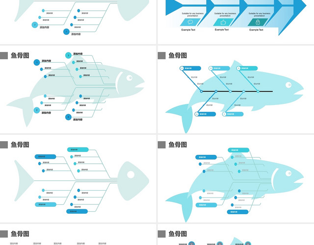 绿色鱼骨图思维导图ppt模板