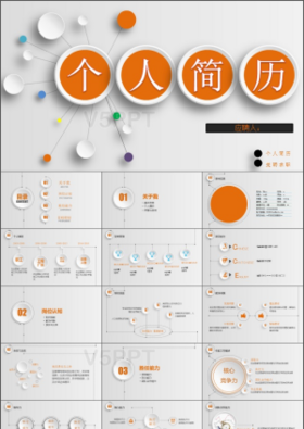 橙色大氣扁平化個人求職簡歷ppt模板