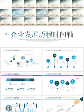 簡約創新企業發展歷程時間軸策劃方案商業規劃公司介紹ppt模板